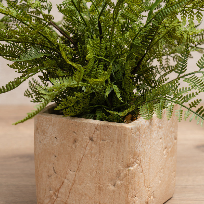 37cm Artificial Fern in Travertine Style Pot